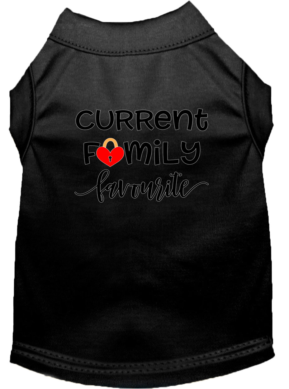 Family Favorite Screen Print Dog Shirt Black Sm